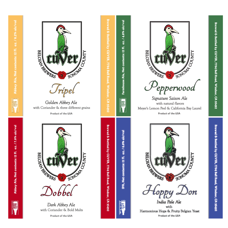 Belgian Saison, Dark Abbey Ale, Golden Abbey Ale, and IPA CUVER Belgian Brewers